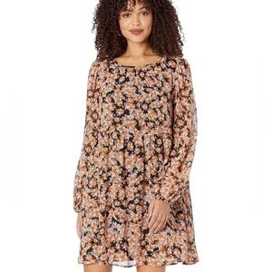 Sanctuary Womens Harvest Floral Shirred Neck Babydoll Mini Dress Small
